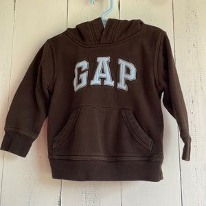 Gap Brown and Blue Letterman Hooded Sweatshirt